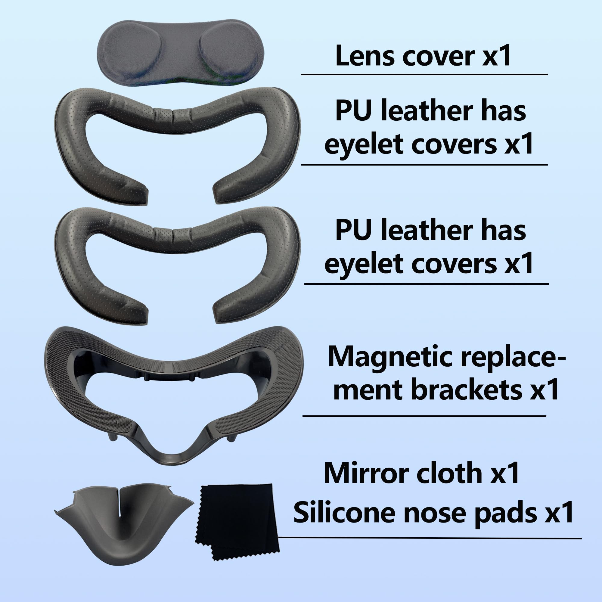 Valve Index Coussinet de Protection Faciale VR Support d'Interface Magnétique Coussin Mousse Cuir PU Plaques Nasales Opaques Silicone Lot 6 Pièces
