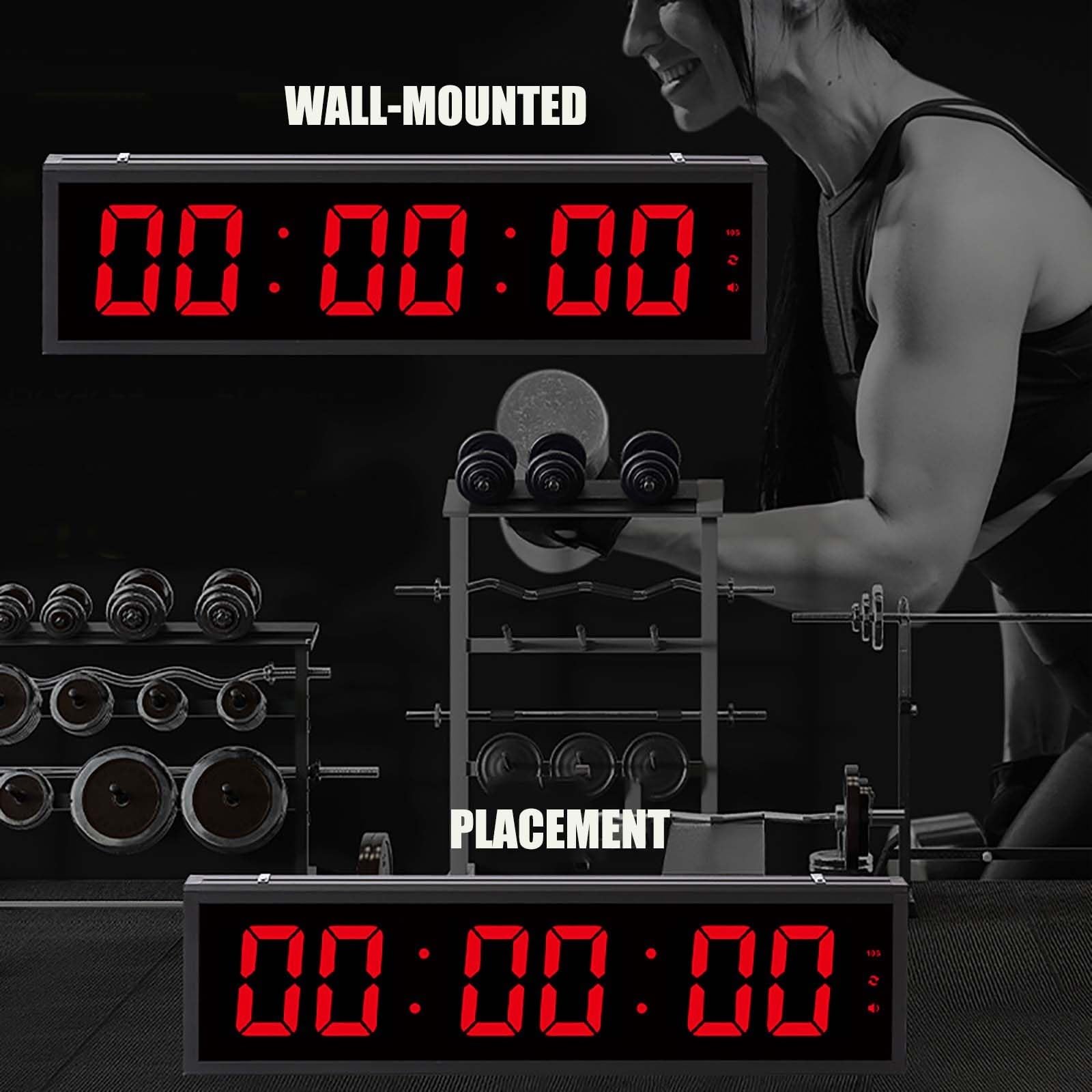 Duży 6-bitowy zegar cyfrowy LED do wydarzeń sportowych, zegar i stoper odliczający/górny, timer fitness, wielofunkcyjny zegar do ćwiczeń z pilotem