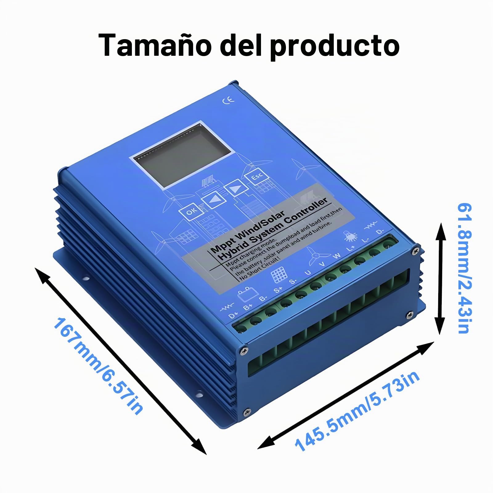 Controlador De Carga HíBrido Solar EóLico De 15000W, Regulador De Carga Mppt De 12V/24V Con Pantalla Lcd Y Carga De Descarga,12V