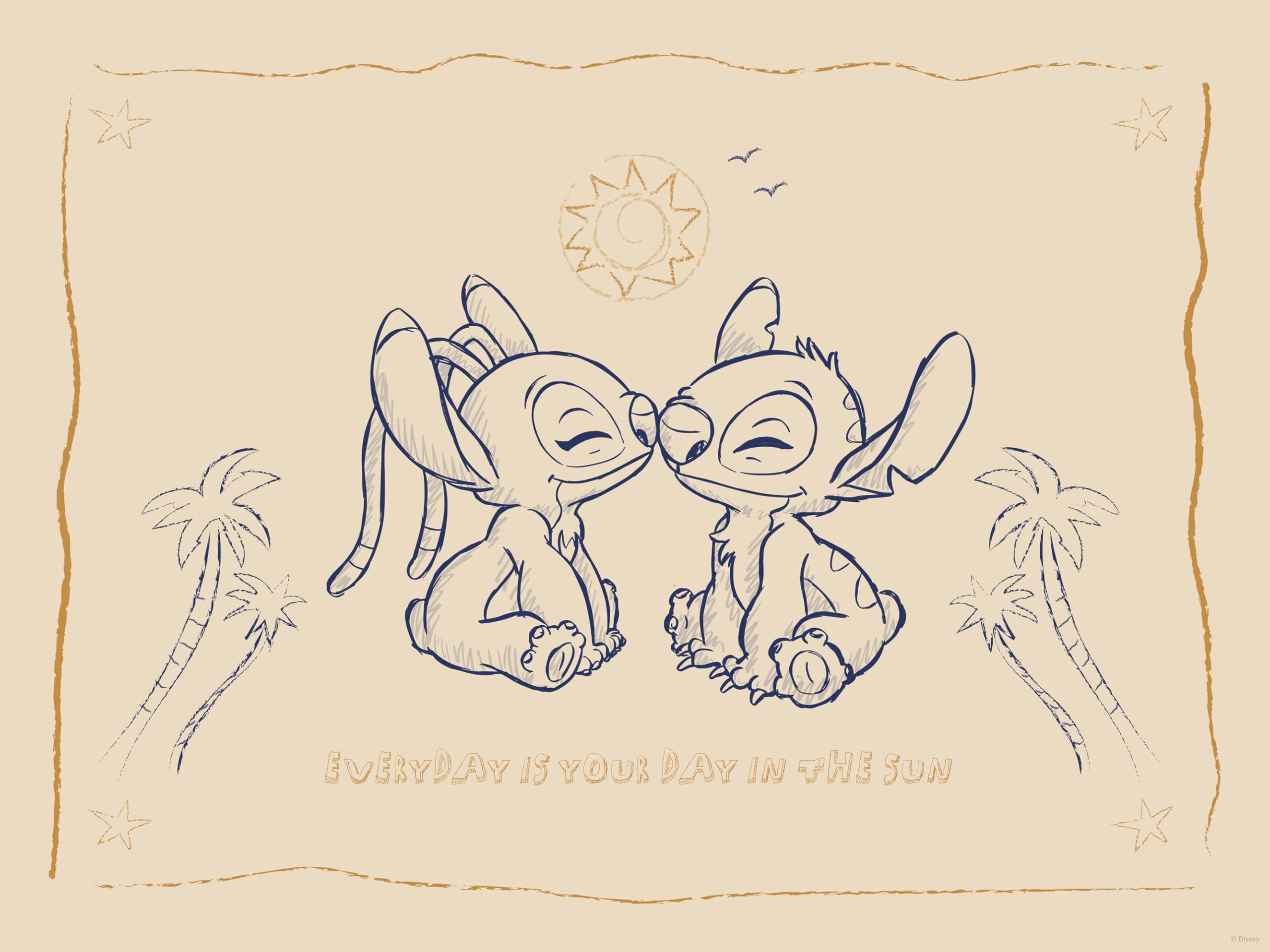 Komar Wall Picture Disney Lilo and Stitch Your Day in the Sun Size 30 x 40 cm Poster Nursery Decoration Rolled without Frame