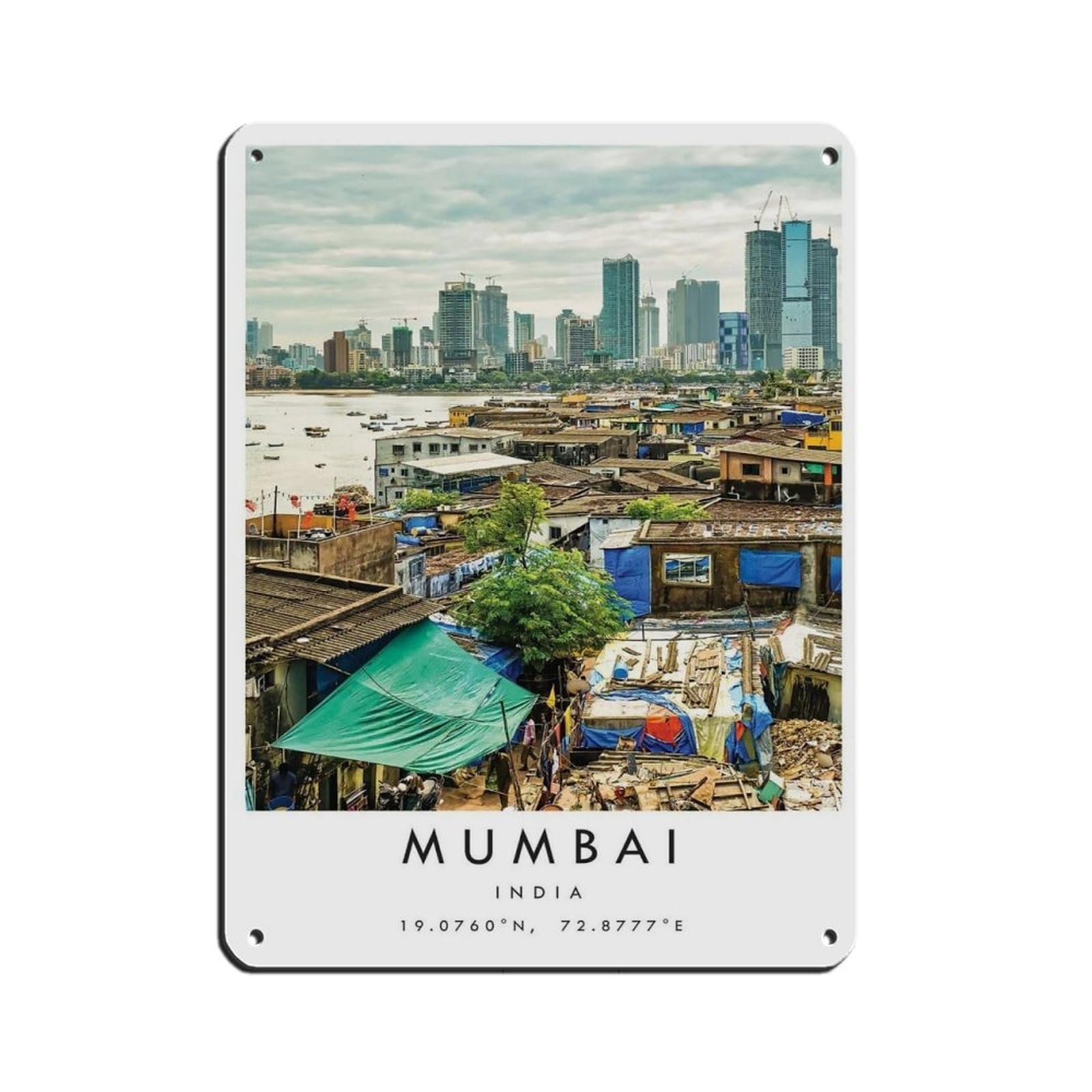 Mumbai Travel, India Poster Tin Sign Vintage Metal Pub Club Cafe Bar Home Wall Art Decoration Poster Retro 12x16inch(30x40cm)
