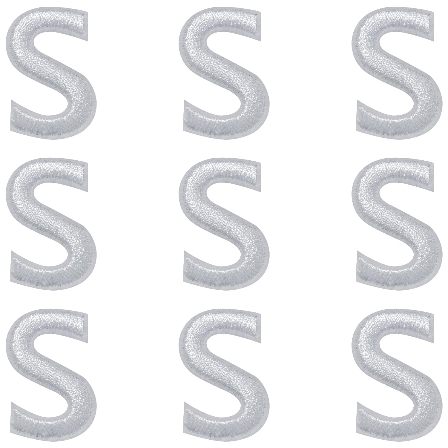 IANZE 9PCS Iron on Letter Patches, White Letter S Patches Embroidered Letter Patch for Clothing, Jeans, Hats, T-Shirts, Backpacks, Etc. (White-S)