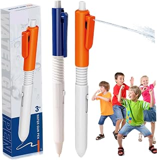 2PCS Pen That Sprays Water Portable Plastic Water Gun Pen Fun Refilling Retractable Pens with Sprinkler Dual Use Funny Pens for Writing and Spraying Sets