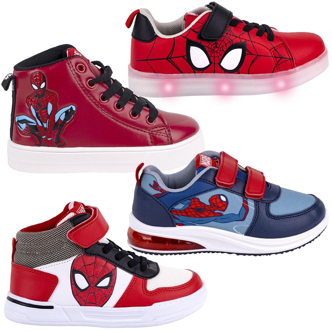 Marvel Spiderman - Bambino - Scarpe Sneakers Scarpe da Ginnastica con Luci LED - Prodotto Originale con Licenza Ufficiale [Sneakers Luci LED 6172 Rosso - 31]