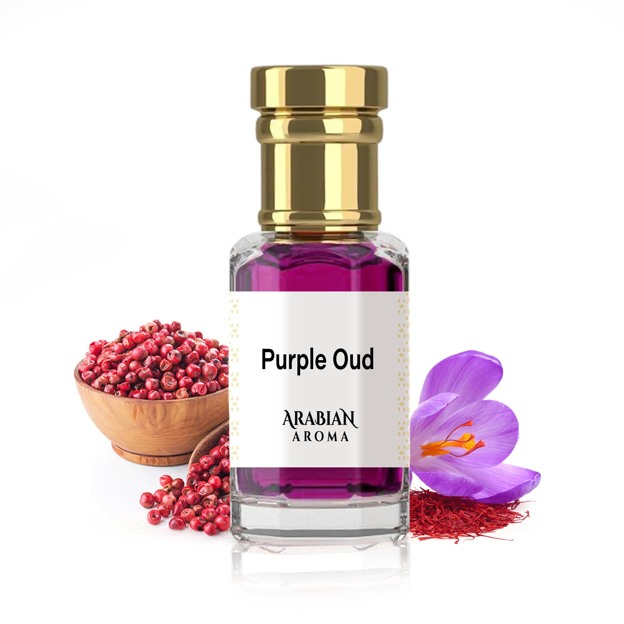 Arabian Aroma Purple Oud Attar | Oriental Oud Attar with Saffron & Pink Peppercorn | Luxurious Ittar | Long-Lasting Alcohol-Free | 100% Perfume | Oil-Based Itra Perfume for Men & Women (6ml)