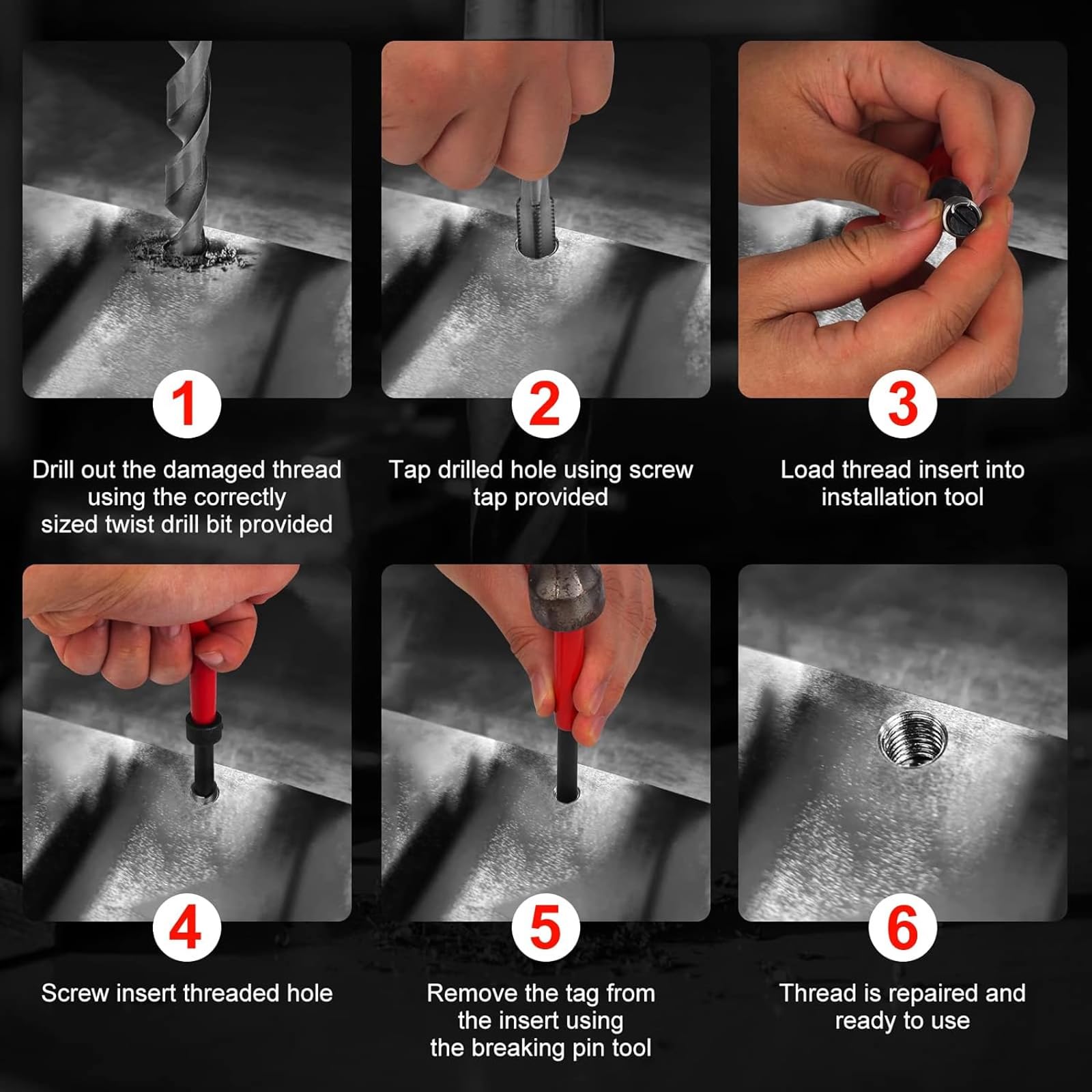 Kit Réparation Filetage M7 Cocoarm - 25 Inserts Hélicoil - Boîte Transparente - Pour Métal