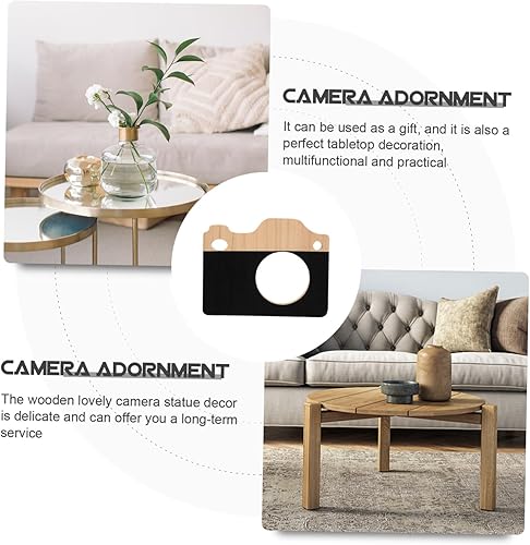 Miniatura 9 de DECHOUS Decoración de estatua de cámara de madera para decoración de cámara encantadora para oficina hogar adorno de madera único regalo