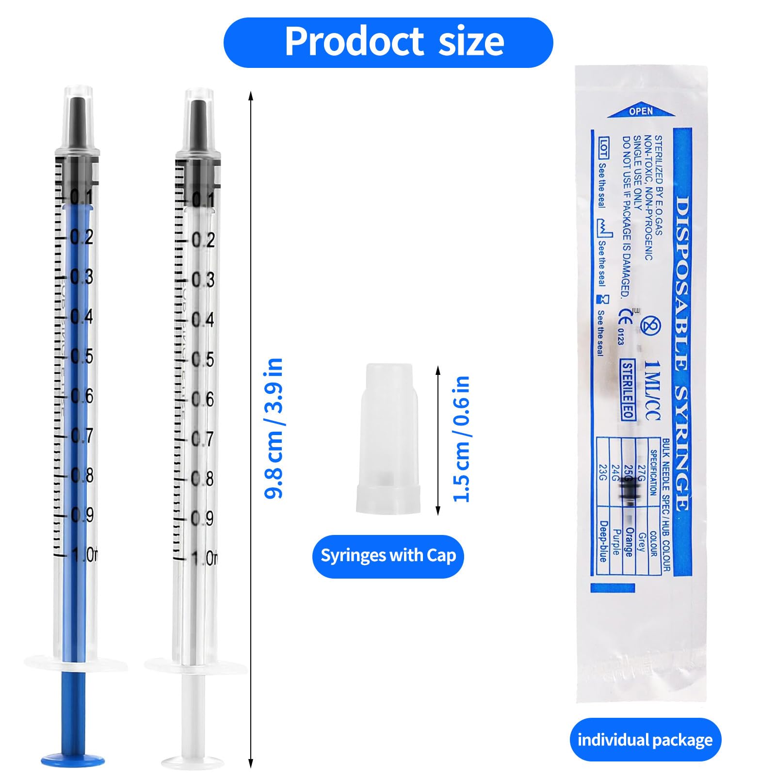 30 Sztuk Strzykawek 1 ml, Sterylne, Bez Igły, Z Siary, Z Tworzywa Sztucznego, Jednorazowe, Z Nasadką Do Napełniania i Pomiaru Płynów, Dla Laboratoriów Naukowych