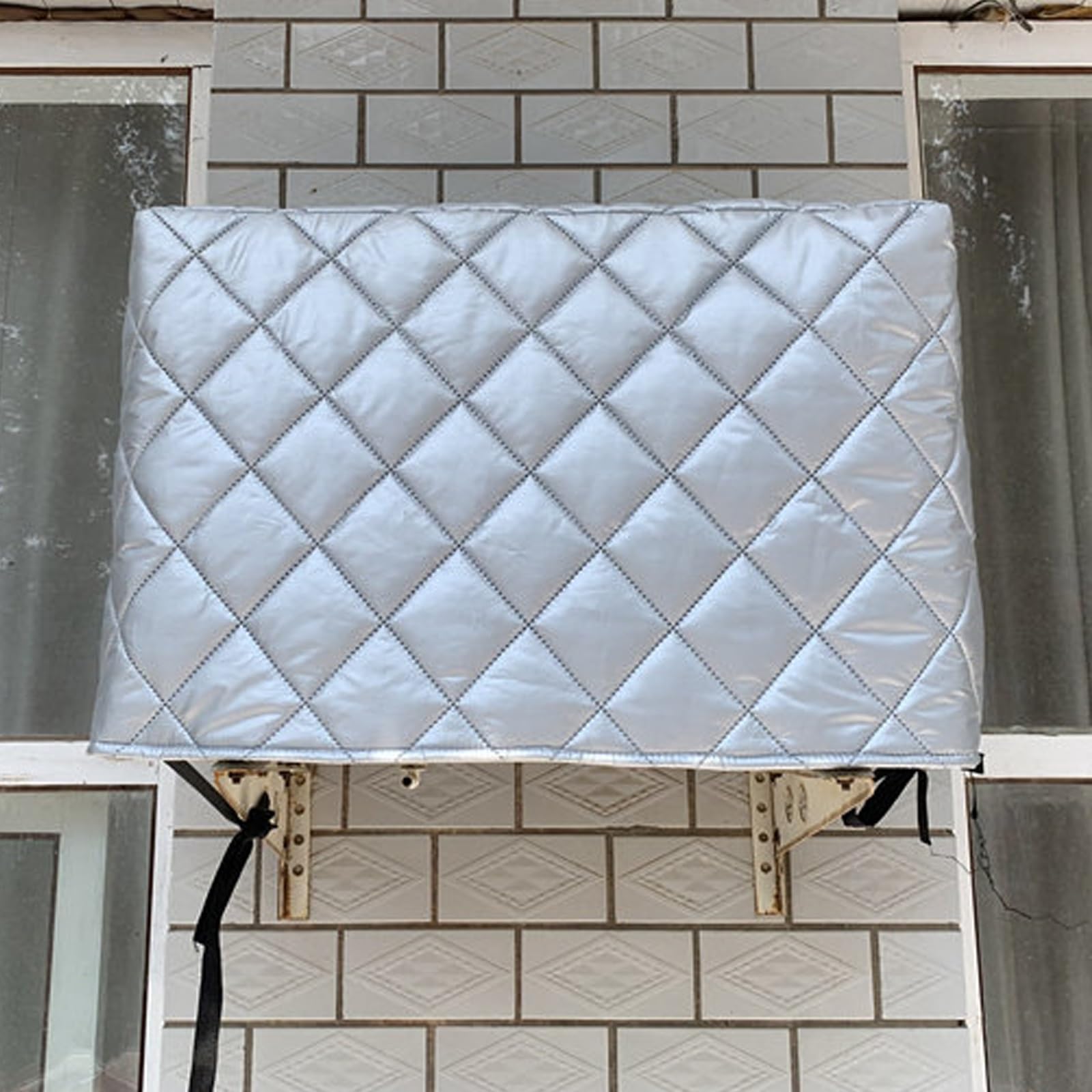 Funda de aire acondicionado para exteriores, impermeable, con cordón, tela de buey duradera, diseño de cobertura completa, se adapta a la mayoría de unidades de CA de ventana estándar (90 x 40 x 60 cm
