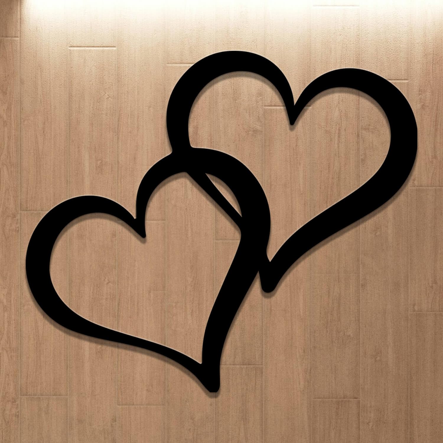 Decoración de Pared de Corazones entrelazados de Metal Negro, decoración de Pared de Pareja de Corazones Dobles de Metal, Escultura Moderna de decoración de Arte de corazón para Sala de Esta