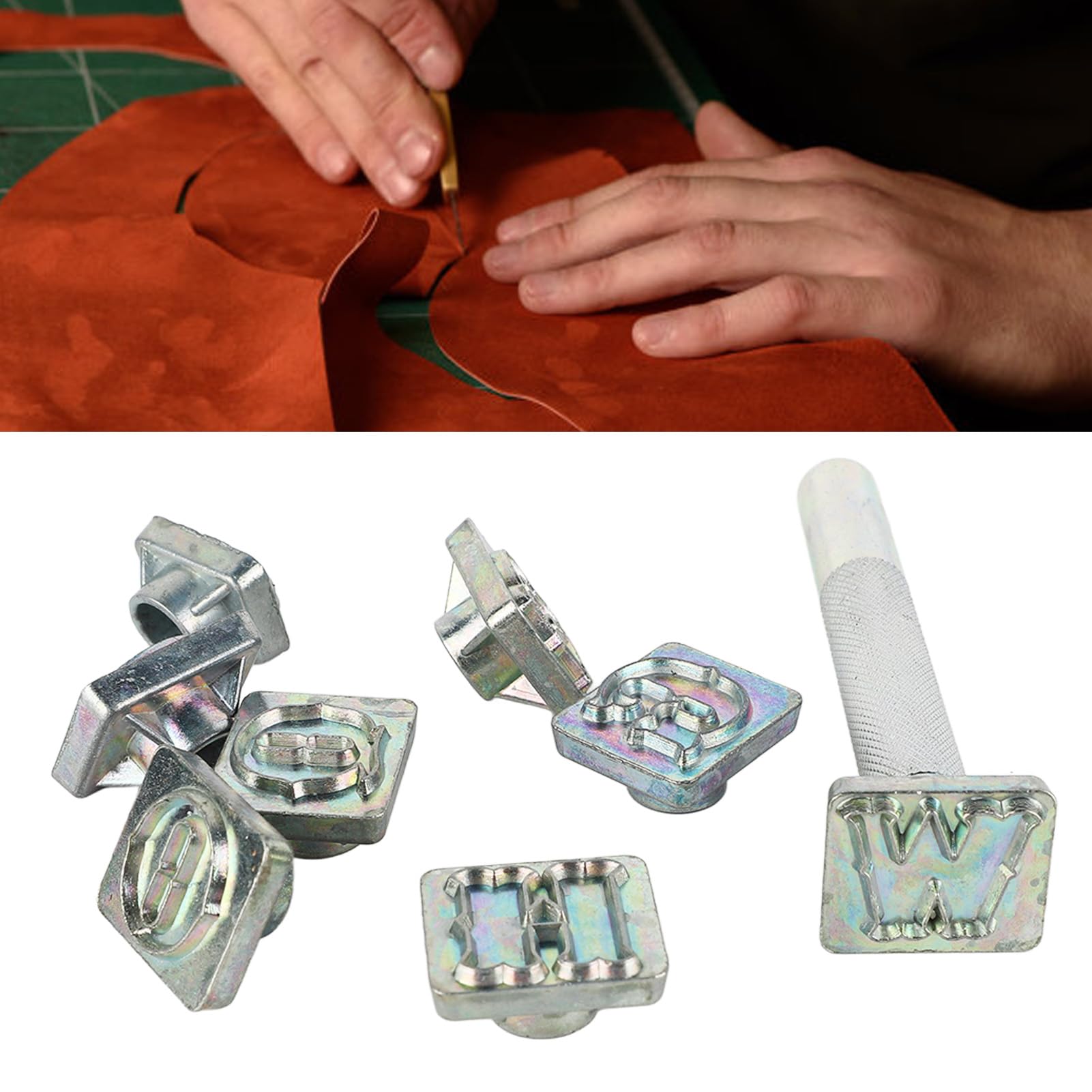 Changor Set di Strumenti per Timbratura della Pelle, Timbri con Lettere Maiuscole in Acciaio Inossidabile da 26 Pezzi per Artigianato in Pelle, Funzionamento Semplice con Impugnatura Antiscivolo,