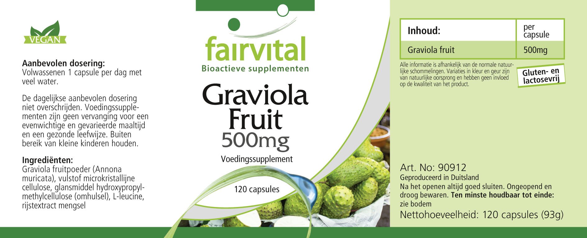 fairvital Graviola Frucht Kapseln 500mg, 120 Kapseln, HOCHDOSIERT, VEGAN (Packung mit 2)