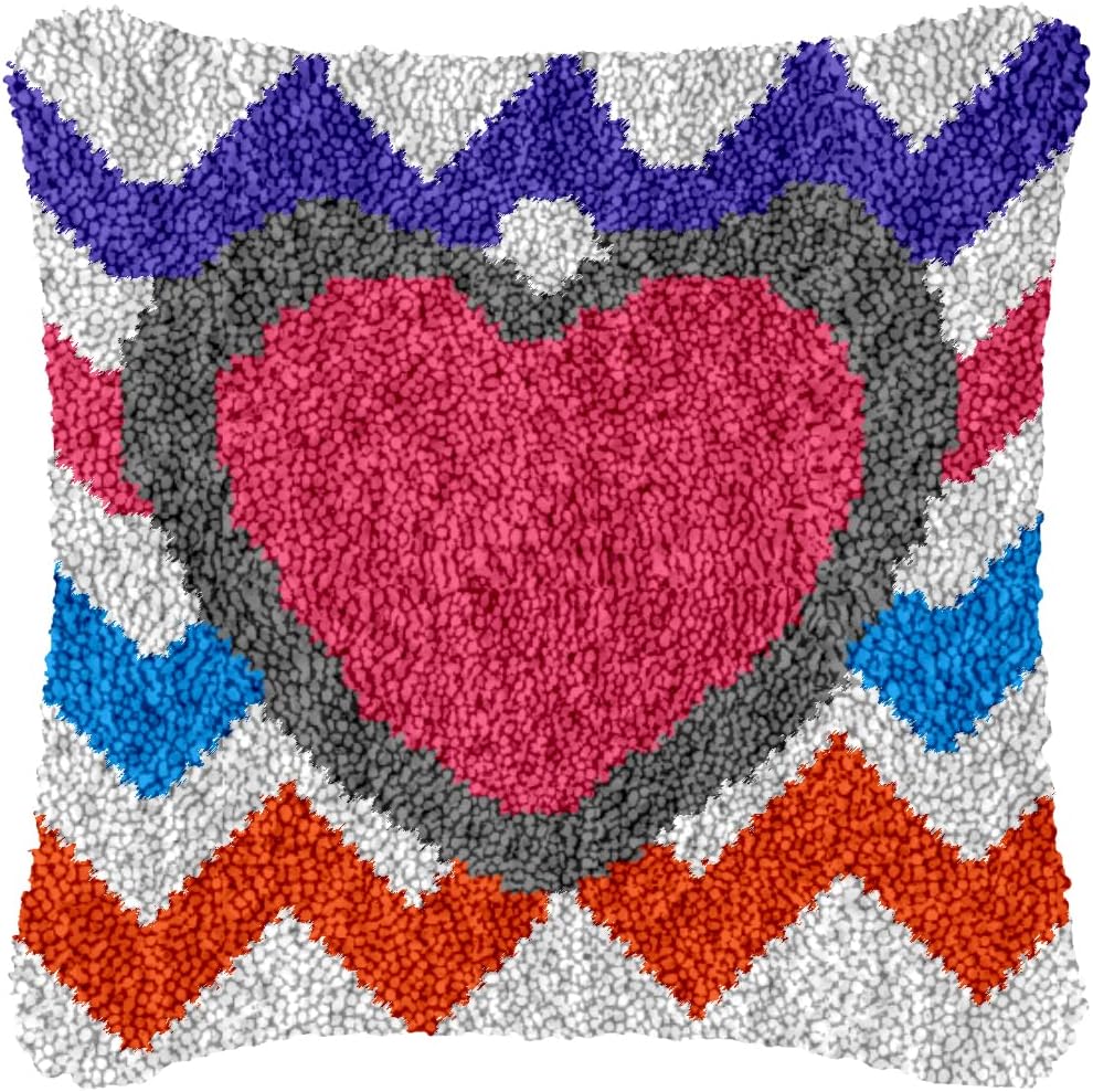 Yglnden Latch Hook Kit Pillow DIY Throw Cover Crochet Needlework Printed Canvas Decor for Adults (Flower 1:43x43cm/17 X17)