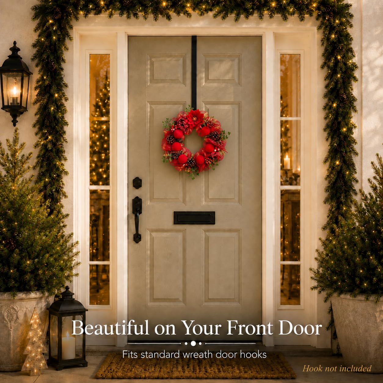 Ghirlanda natalizia grande, decorazione per porta d'ingresso, per esterni
