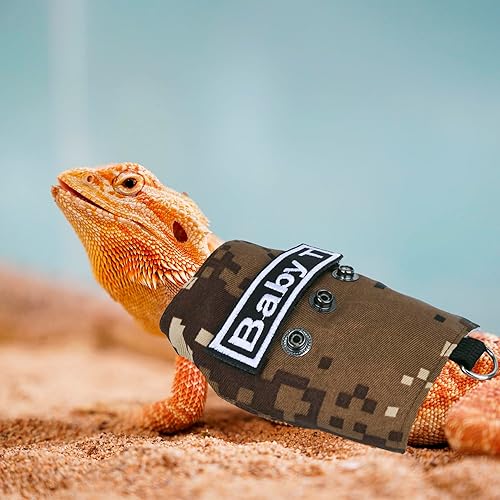 ADOGGYGO Valentine Bearded Dragon Harness Leash Set, Lizard Clothe Costume Adjustable Reptile Harness with 5ft Leash for Bearded Dragon Lizard Walking Outdoor (Small)(Camo-2,Small)