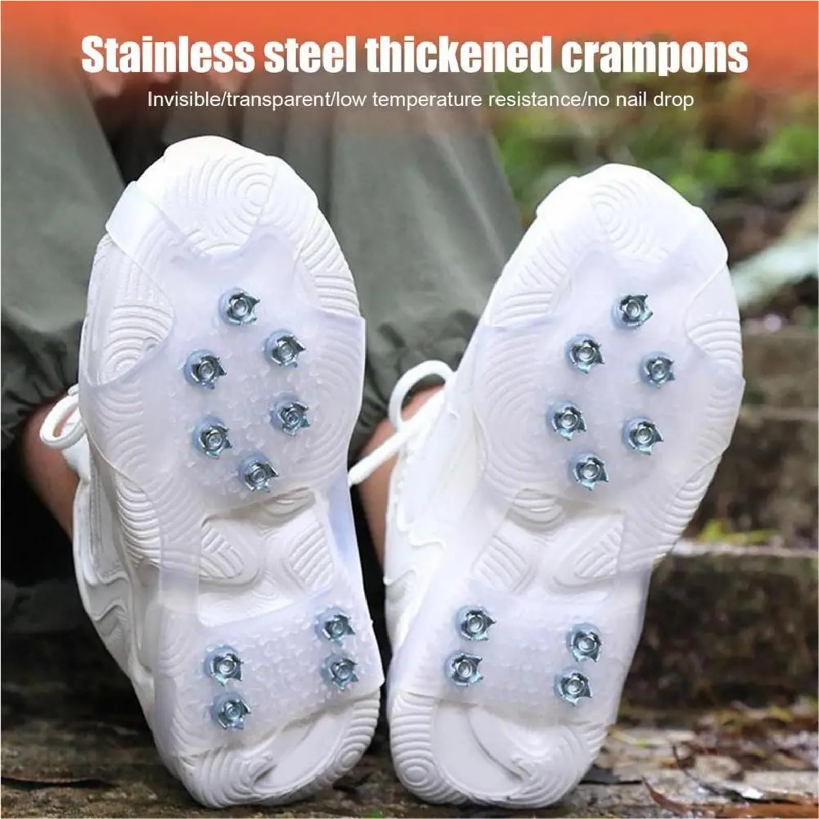 Anti-Rutsch-Spikes 5 Paar Steigeisen for Schuhe, 10 Edelstahl-Zahnkappen, Spikes for Schnee, EIS, Wanderstiefel, Gripper