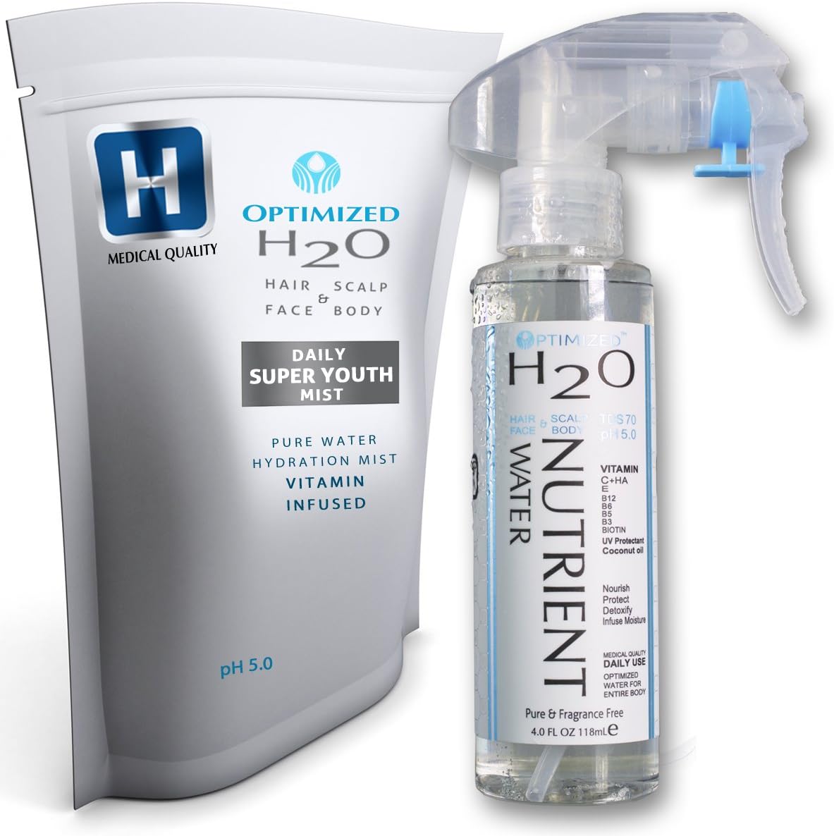 Anti Aging Lightweight Hydrating Mist For Hair, Face, Skin, Vitamin C Toner + Hyaluronic Acid serum, Maximum Clinical Strength made by a Stanford Ph.D Doctor!
