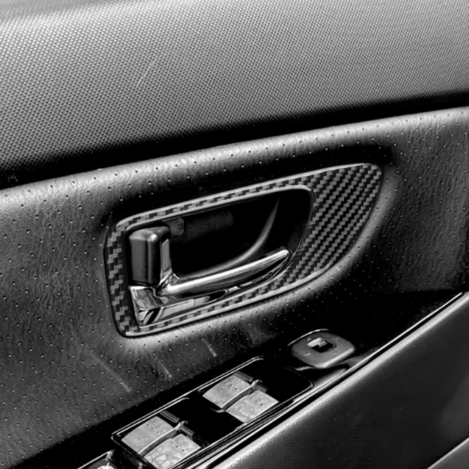 KUNGKIC Rivestimento interno per maniglia della portiera in fibra di | Maniglia interna per portiera, accessori interni auto, 4 pezzi