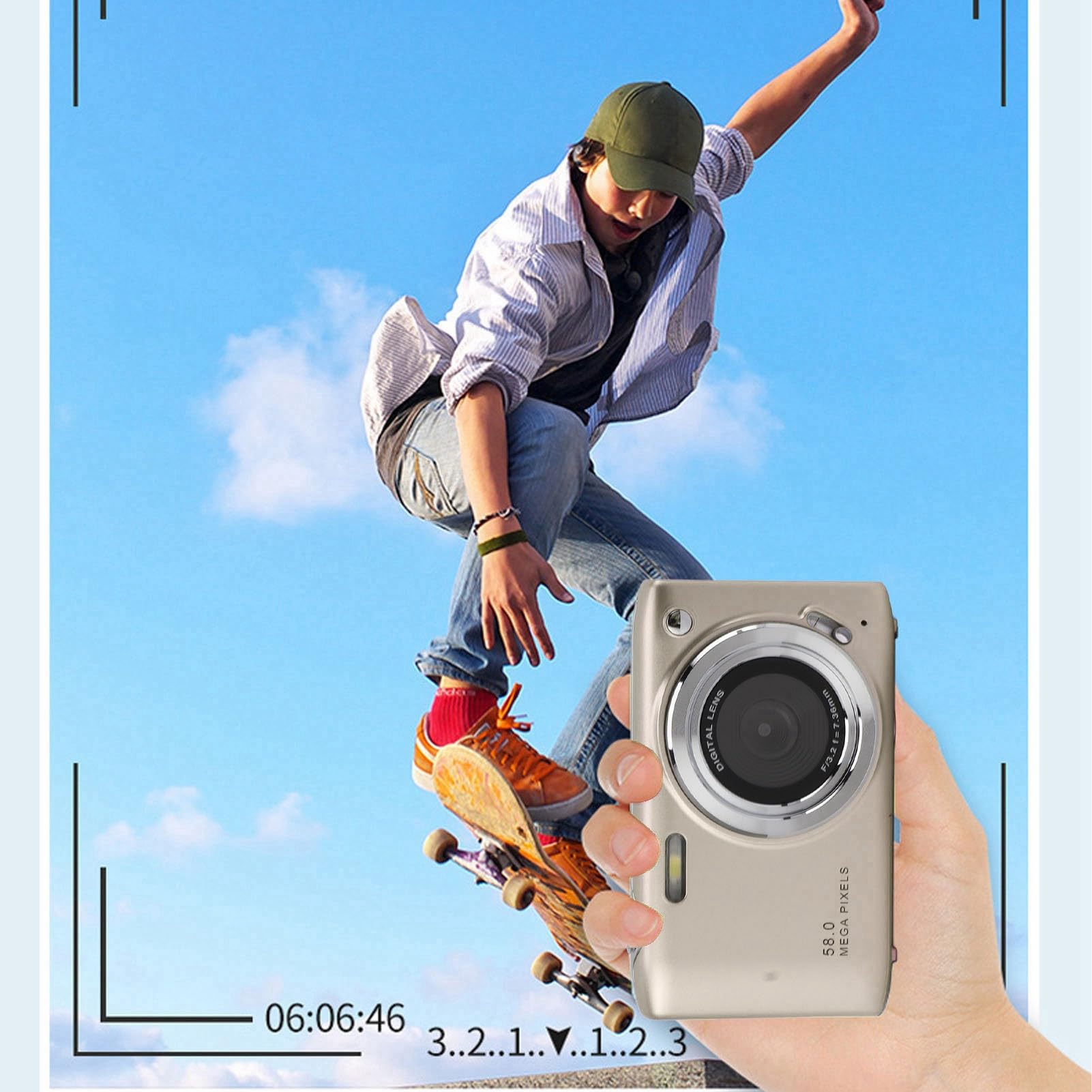 Cyfrowy Aparat Fotograficzny o Rozdzielczości 4K i Rozdzielczości 58 MP dla Nastolatków z Ekranem IPS o Przekątnej 2,88 Cala, Zoomem 16x, Trybem Automatycznym, Fotografowaniem