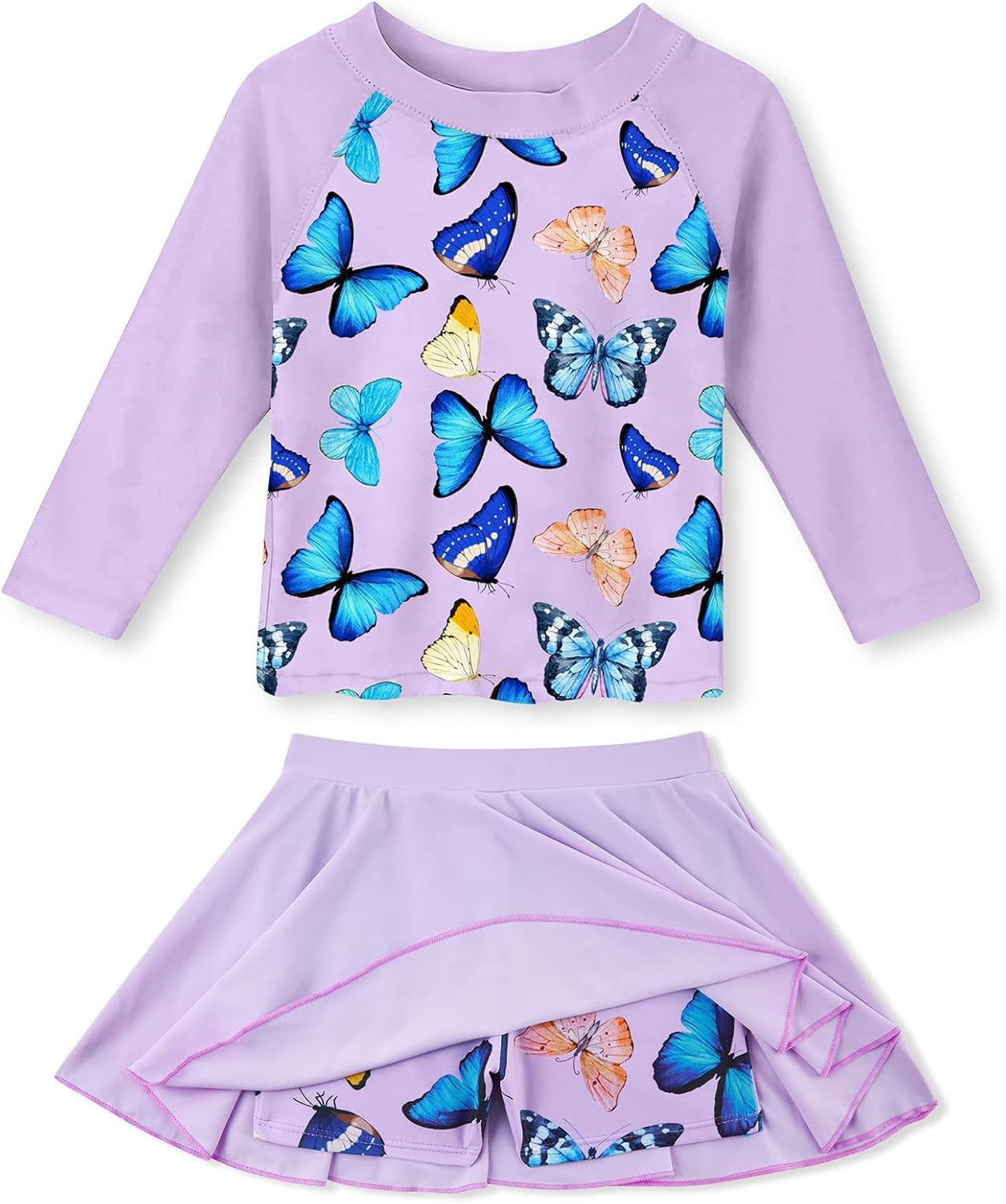 Idgreatim Girls Swimsuit Rash Guard Set Long Sleeve Two Piece Bathing Suit 3-10 Years