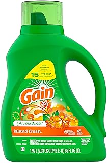 Gain + Aroma Boost Liquid Laundry Detergent, Island Fresh Scent, 45 Loads, 65 fl oz, HE Compatible