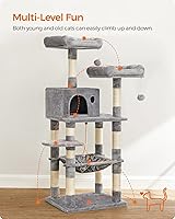Vista 35 de FEANDREA Cat Tree, Cat Tower for Indoor Cats, 56.3-Inch Cat Condo with Scratching Posts, Hammock, Plush Perch, Smoky Gray UPCT15GYZ
