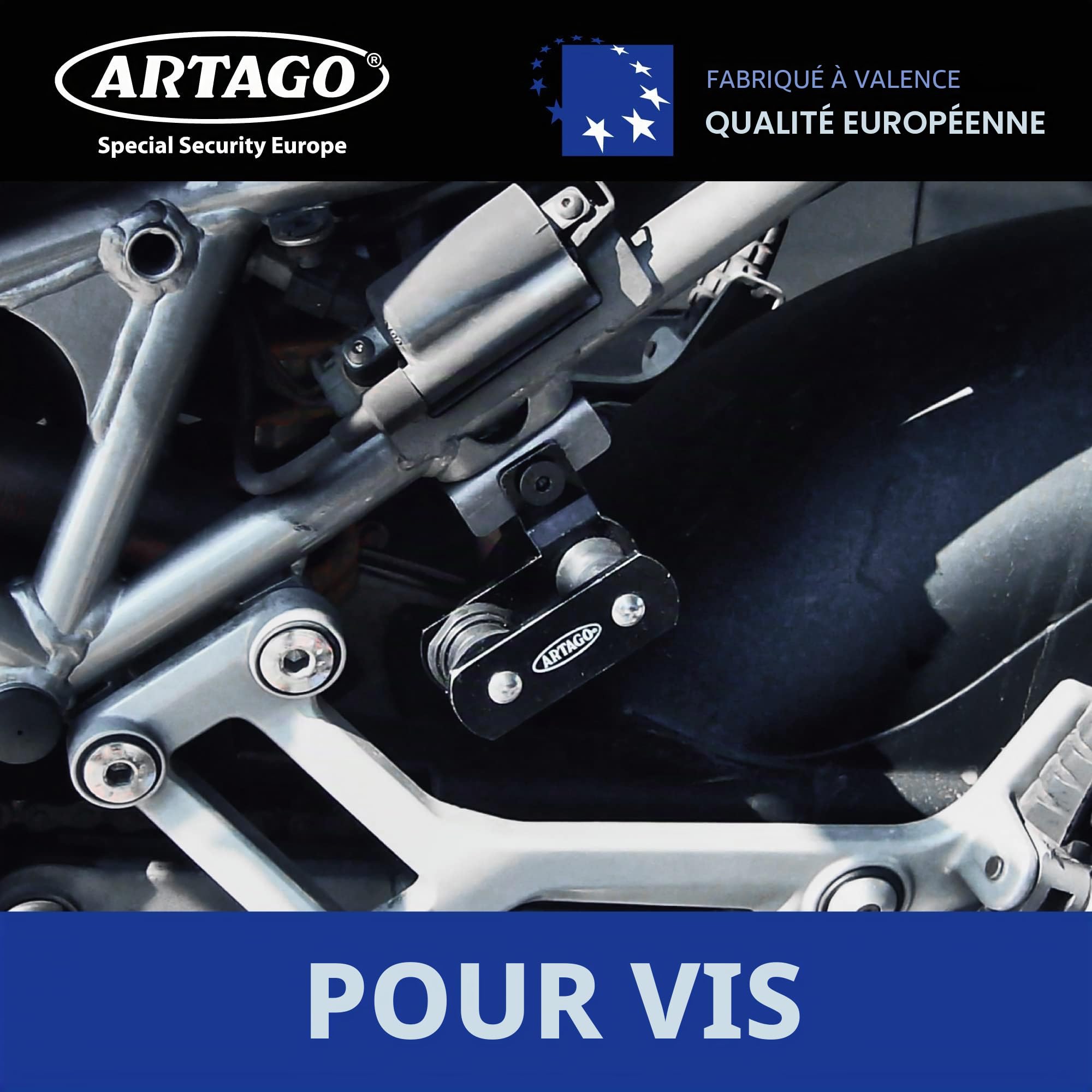 ARTAGO 568.2 Support Antivol pour Cadenas 69 et 69X, Fixation sur Tubes Ø18-25mm et Vis, Universel