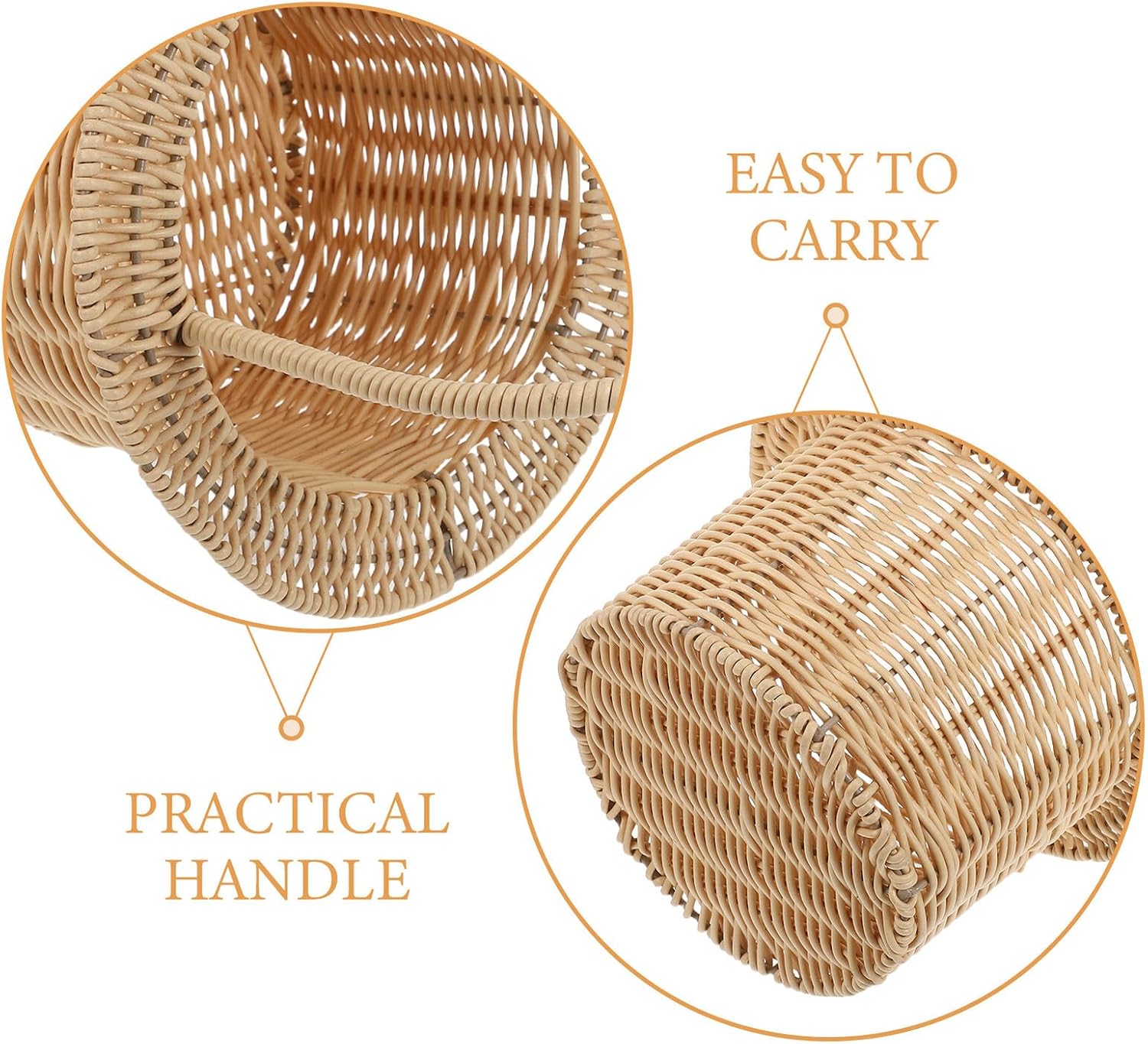 Sewroro Imitation Rattan Hand-woven Flower Girl Basket Large Wedding Picnic Candy Bucket with Handle Rustic Woven Basket for Garden Party and Ceremony Decoration