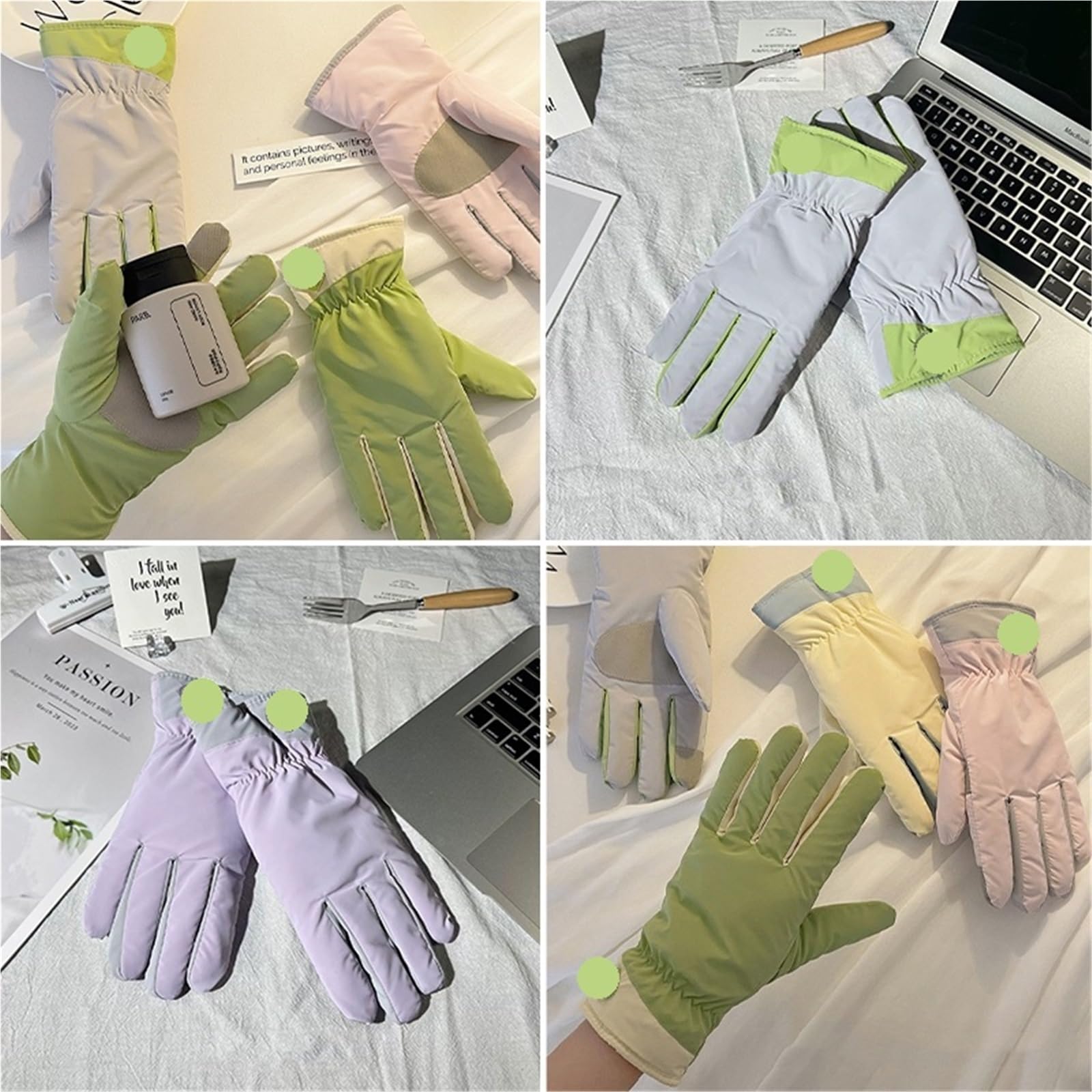 Guantes Ecuestres con Forro Polar Guantes de Snowboard cálidos Invierno, Resistentes al Viento, for Ciclismo Deportivo para EquitacióN