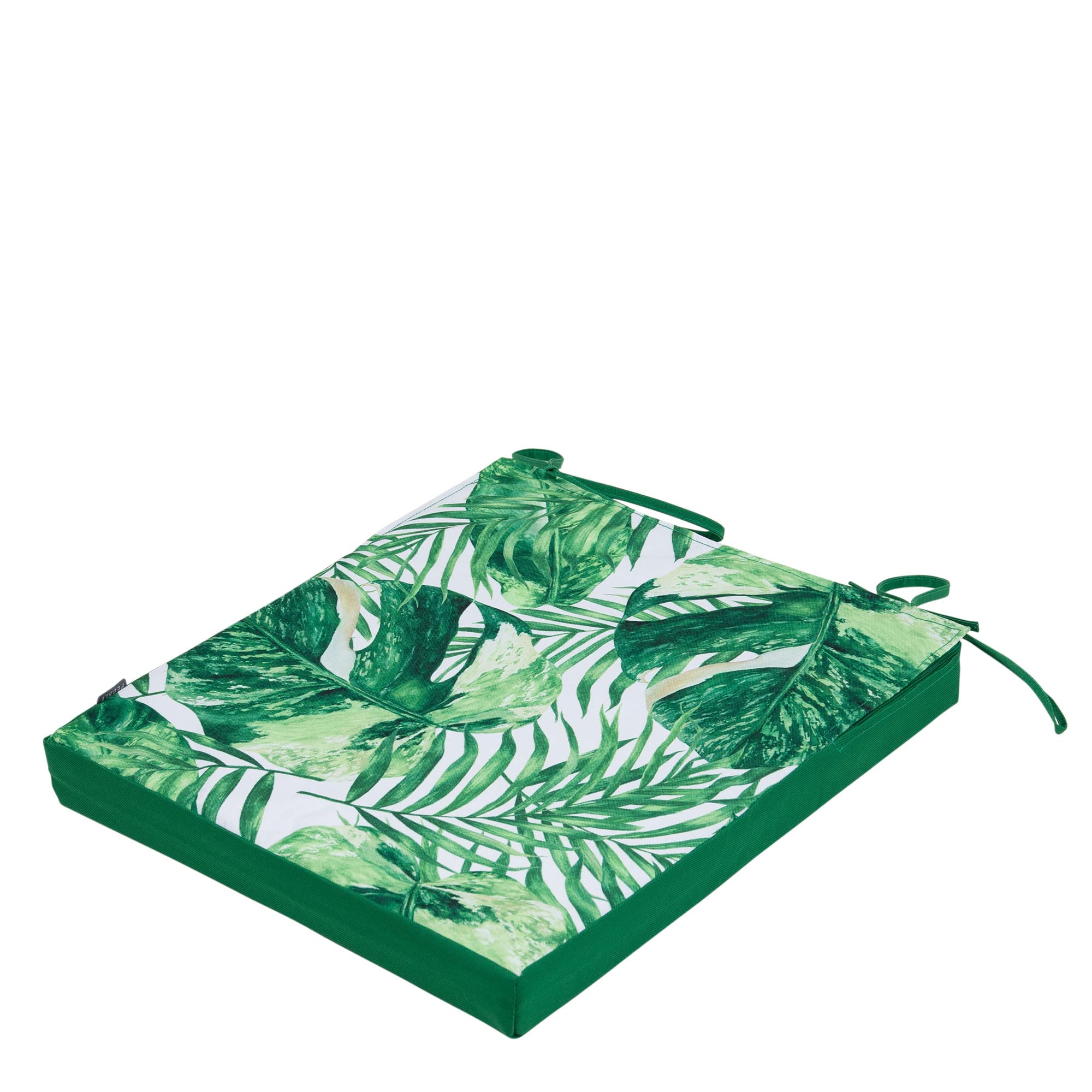 Bean Bag Bazaar Veeva Outdoor Seat Pad, Leaf Print, Garden Chair Seat Cushion with Fibre Fill Included, Water-Resistant, Cushions with ties for Chair, Garden, Patio Furniture