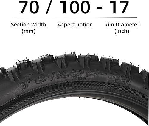 Miniatura 3 de Neumático de motocicleta 70100-17 2.502.75-17 y tubo interior todoterreno apto para Coolster TaoTao 110cc 125cc 140cc QG-214 X-M125 125cc C70 CL70