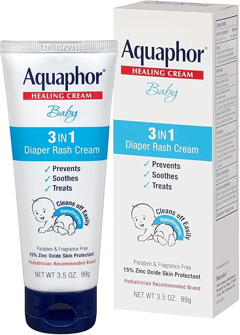 Aquaphor Baby Diaper Rash Cream, 3-in-1 Diaper Rash Relief, 3.5 Oz Tube