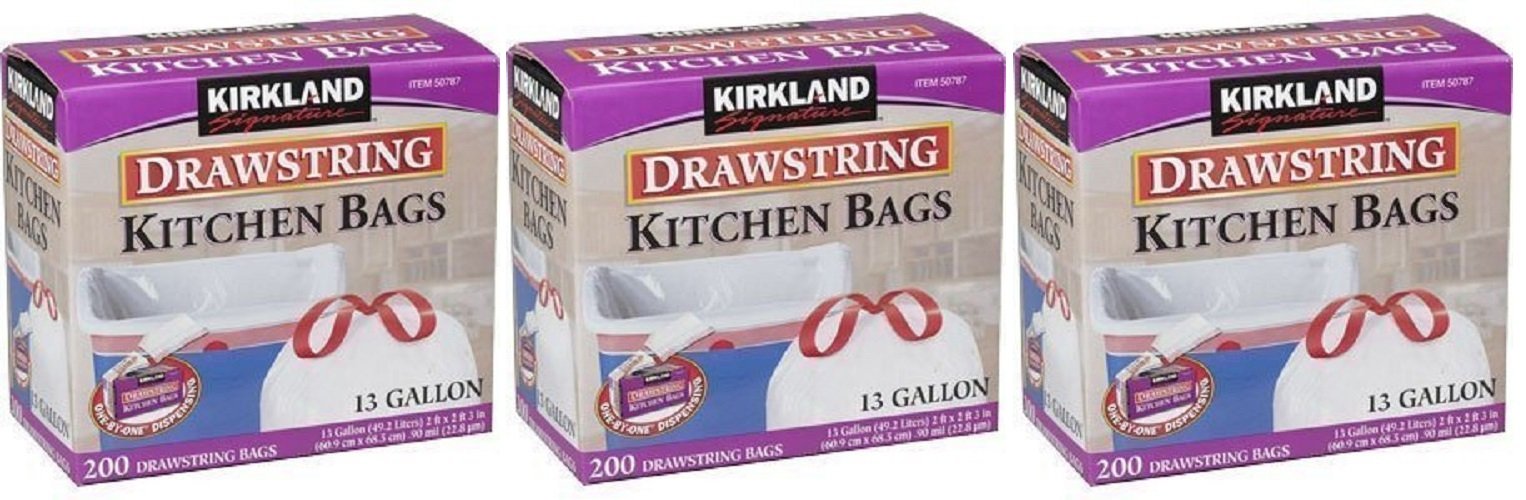 KIRKLANDSignature Drawstring EaajpF Kitchen Trash Bags - 13 Gallon