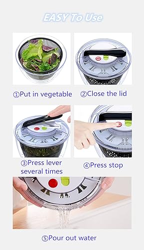 Miniatura 6 de Hilandero manual de ensalada para toda clase de verduras y frutas, cesta de lavado del secador de hierbas de la lechuga