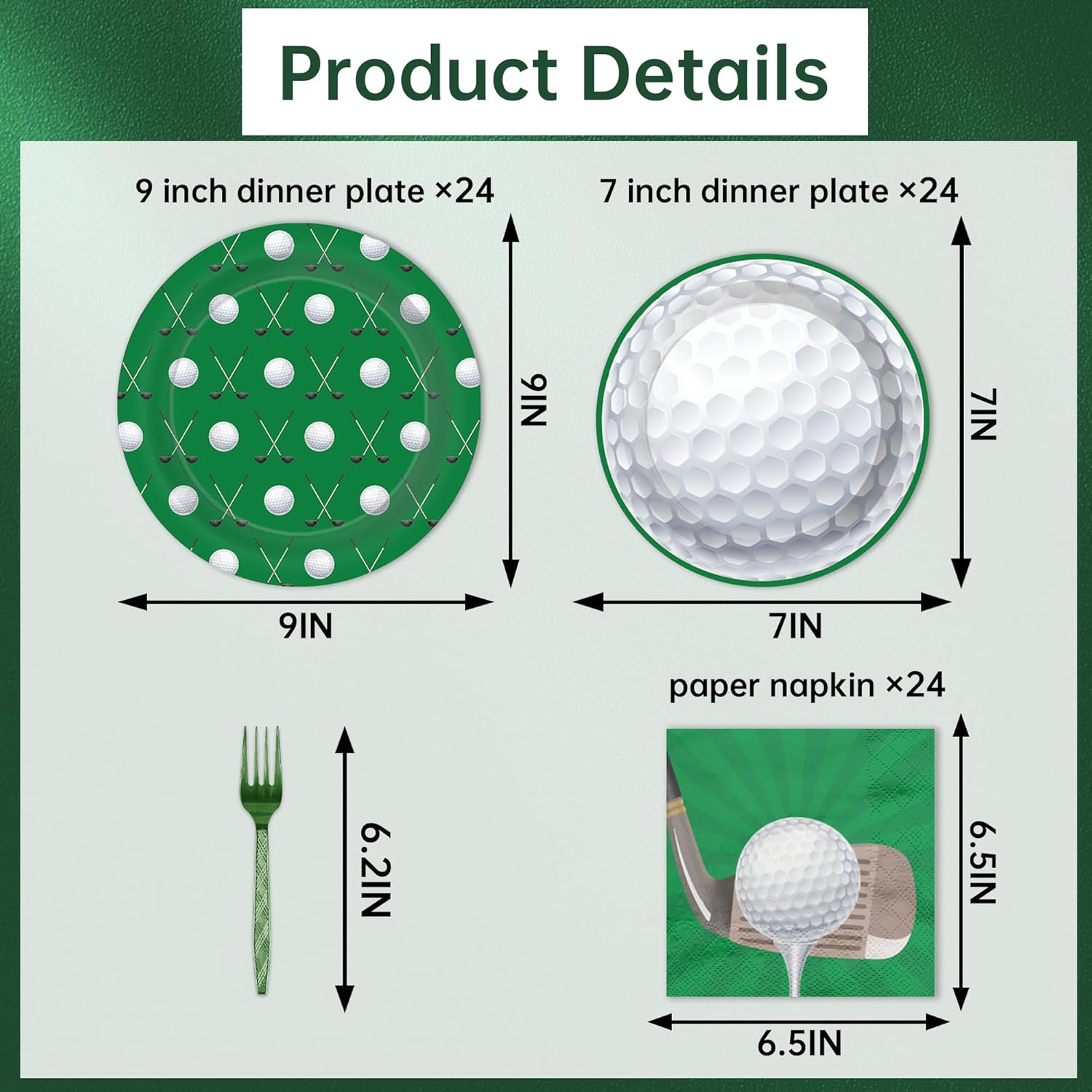 Golf Party Decoration Sports Tableware - 64 Pcs Golf Disposable Plates And Napkins For Boys Men Golf Theme Birthday Party Decorations Serves 16 Guests - Image 2