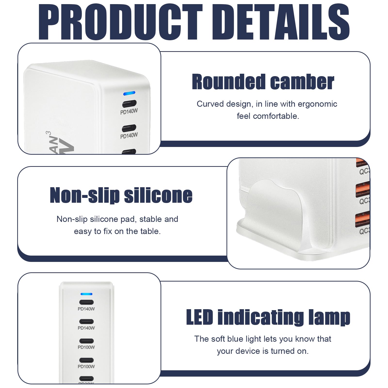 Szybki Ładowarka 140 W z 5 USB-C i 3 USB-A PD 3.1 do MacBook, iPhone, laptop i iPad