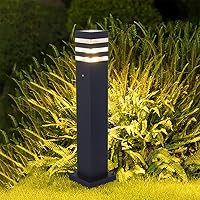 AILICIN IP55 Waterproof Outdoor Pathway Post Lights 23.5in Black - Hardwired E26 Lawn Lamp Post for Yard Garden Path