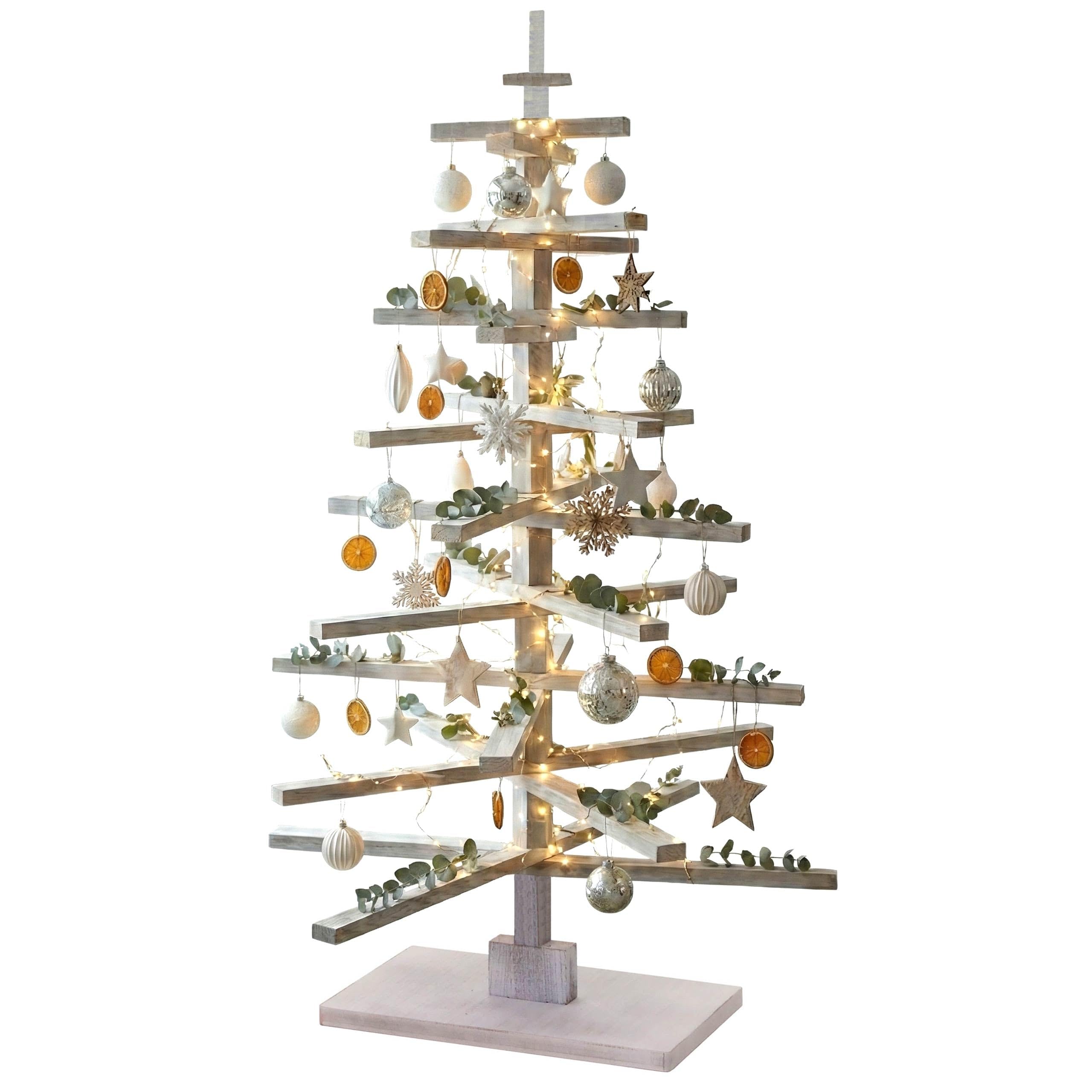 Sapin de Noël décoratif HWC-H77 Shabby-Look Blanc
