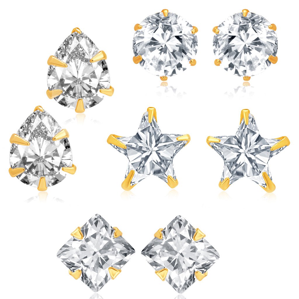 Sukkhi Fancy Gold Plated Cubic Zirconia Set of 4 Stud Earring Combo for Women (341CB1000) (B01LB3MQU6) Amazon Price History, Amazon Price Tracker