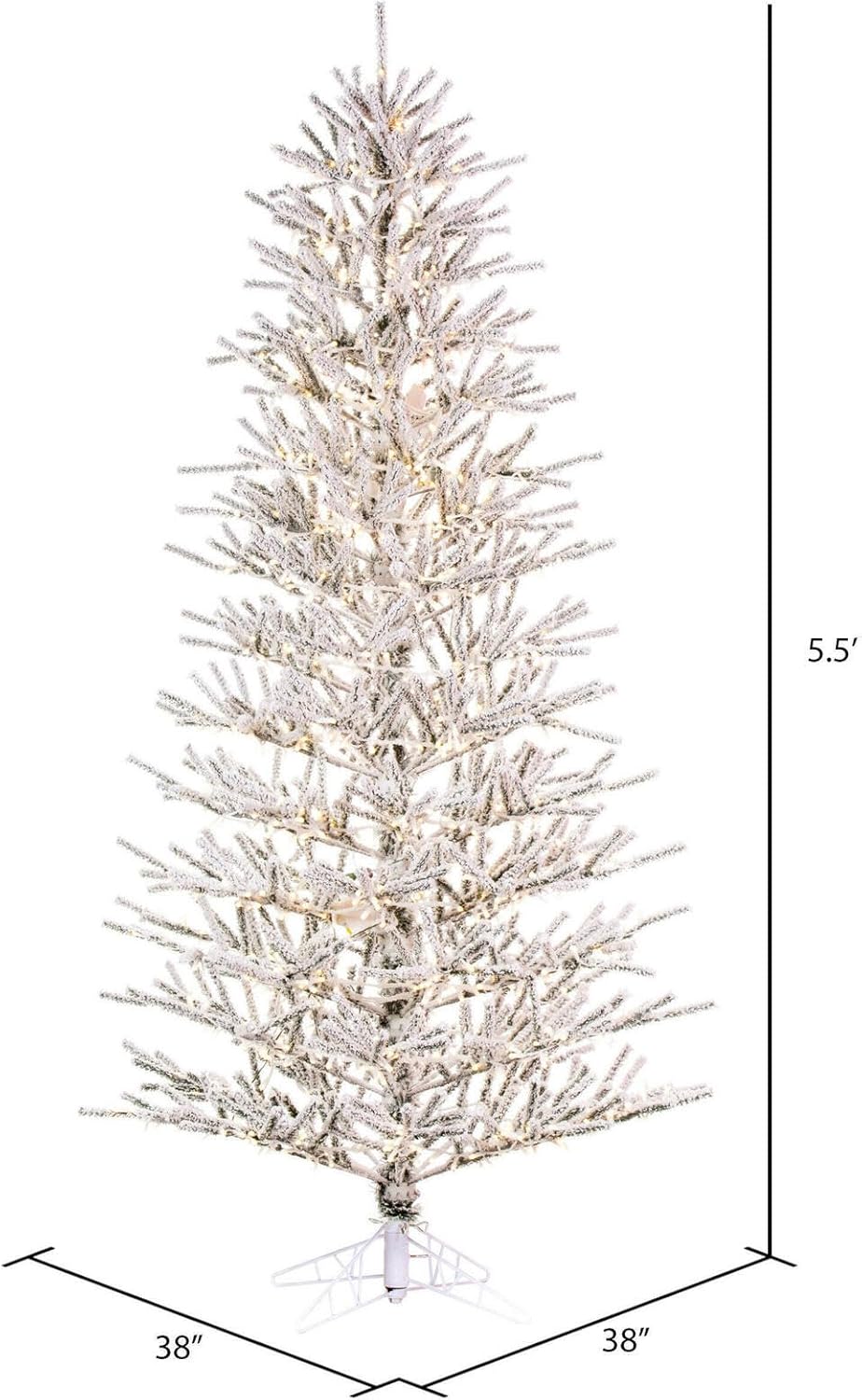 Vickerman 4.5' x 34" Flocked Slim Pistol Pine Artificial Pre-lit Christmas Tree - Warm White 3mm Low Voltage LED Wide Angle Lights - Festive and Unique Tree