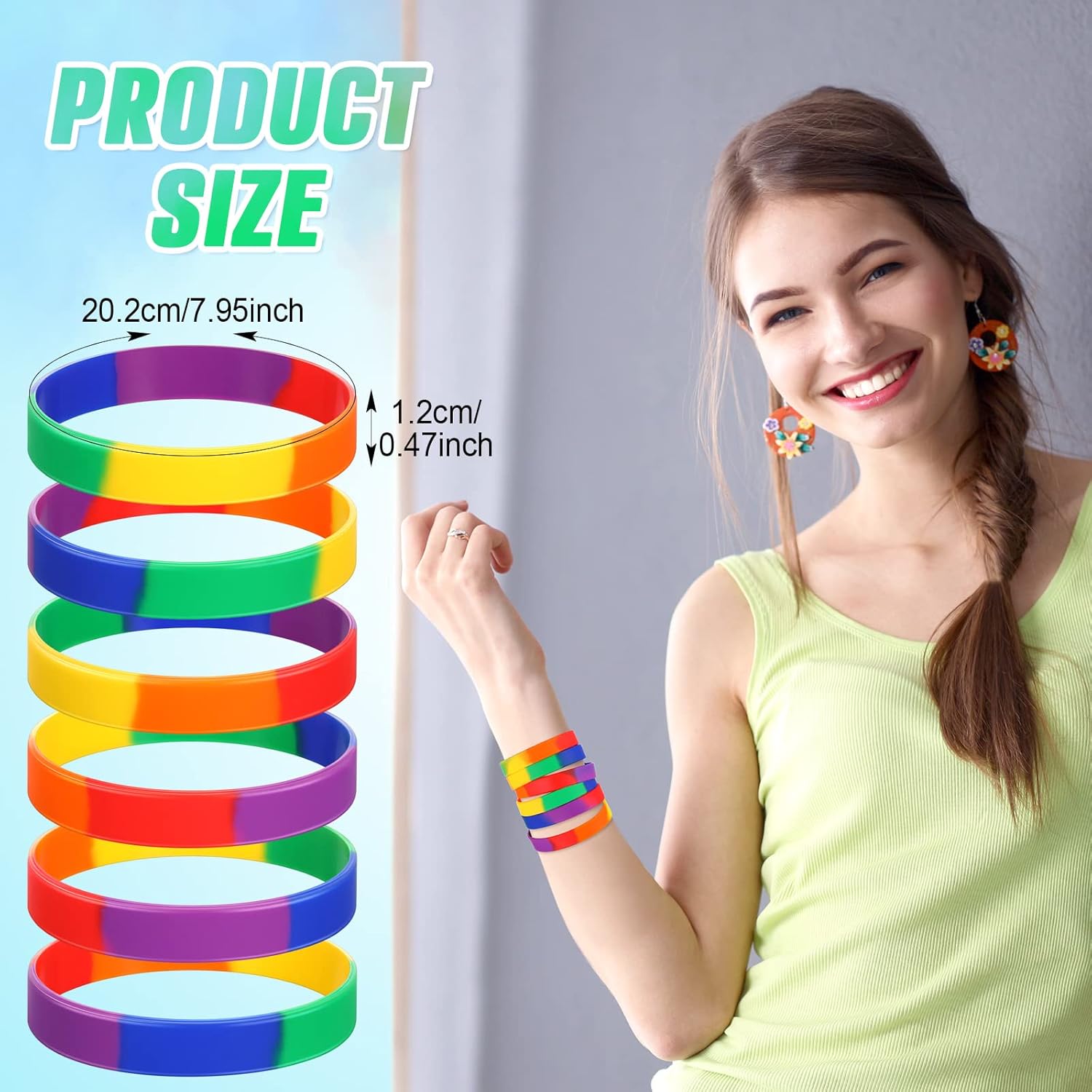 Bucherry 240 Pcs Pride Wristbands Bulk, Silicone Rainbow Bracelet, Lgbt Wristbands Pride Bracelet Gifts for Gay Lesbian Party Favors