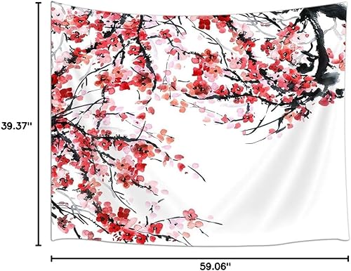 Miniatura 8 de Tapiz japonés de primavera de acuarela para colgar en la pared, monte Fuji con flores de cerezo, tapiz de pared con flores de Sakura, arte para