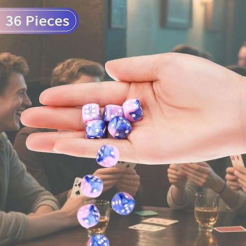 Vista 43 de Juego de 36 dados de 0.472 in de 6 caras de 0.472 pulgadas, juego de dados D6 de colores translúcidos, dados estándar de 6 caras