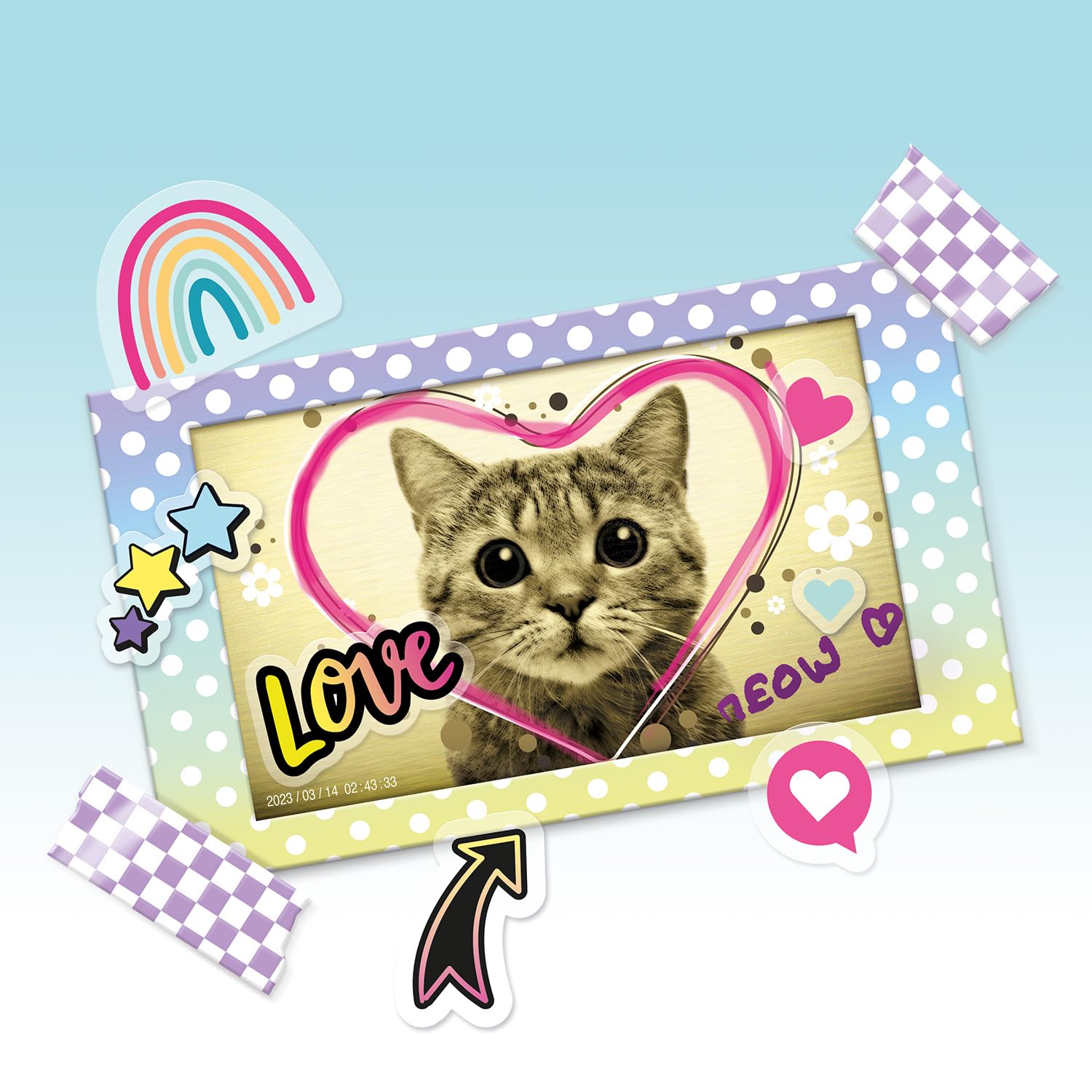 Canal Toys - Caja de álbum para cámara de impresión instantánea compatible con creador, 2 rollos de papel, 2 tablas de pegatinas y 20 marcos de fotos adhesivos 007-Canal Toys, CLK 007, multicolor