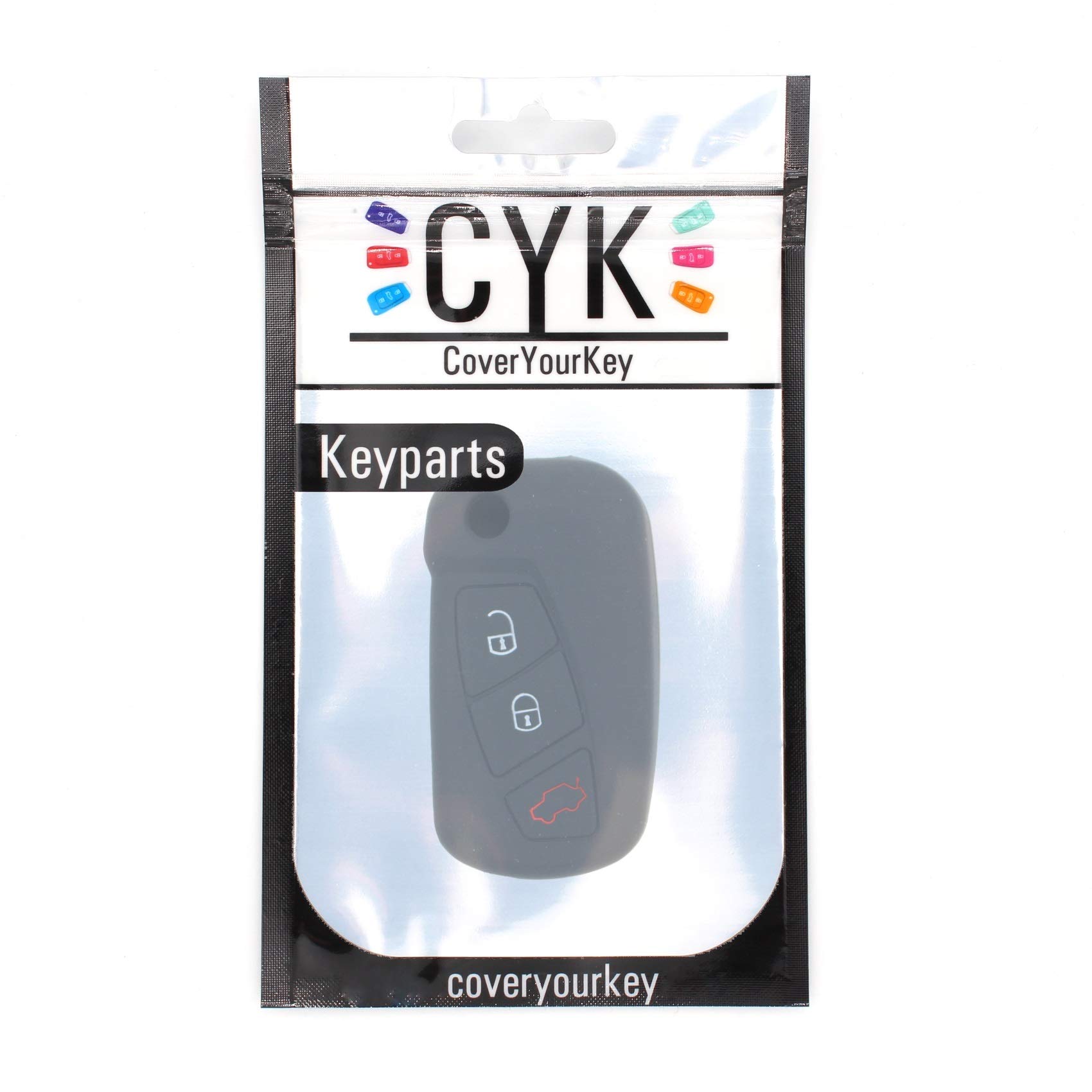 CoverYourKey Finest-Folia - FE - Silikonowe etui na kluczyki samochodowe z 3 przyciskami Czarny