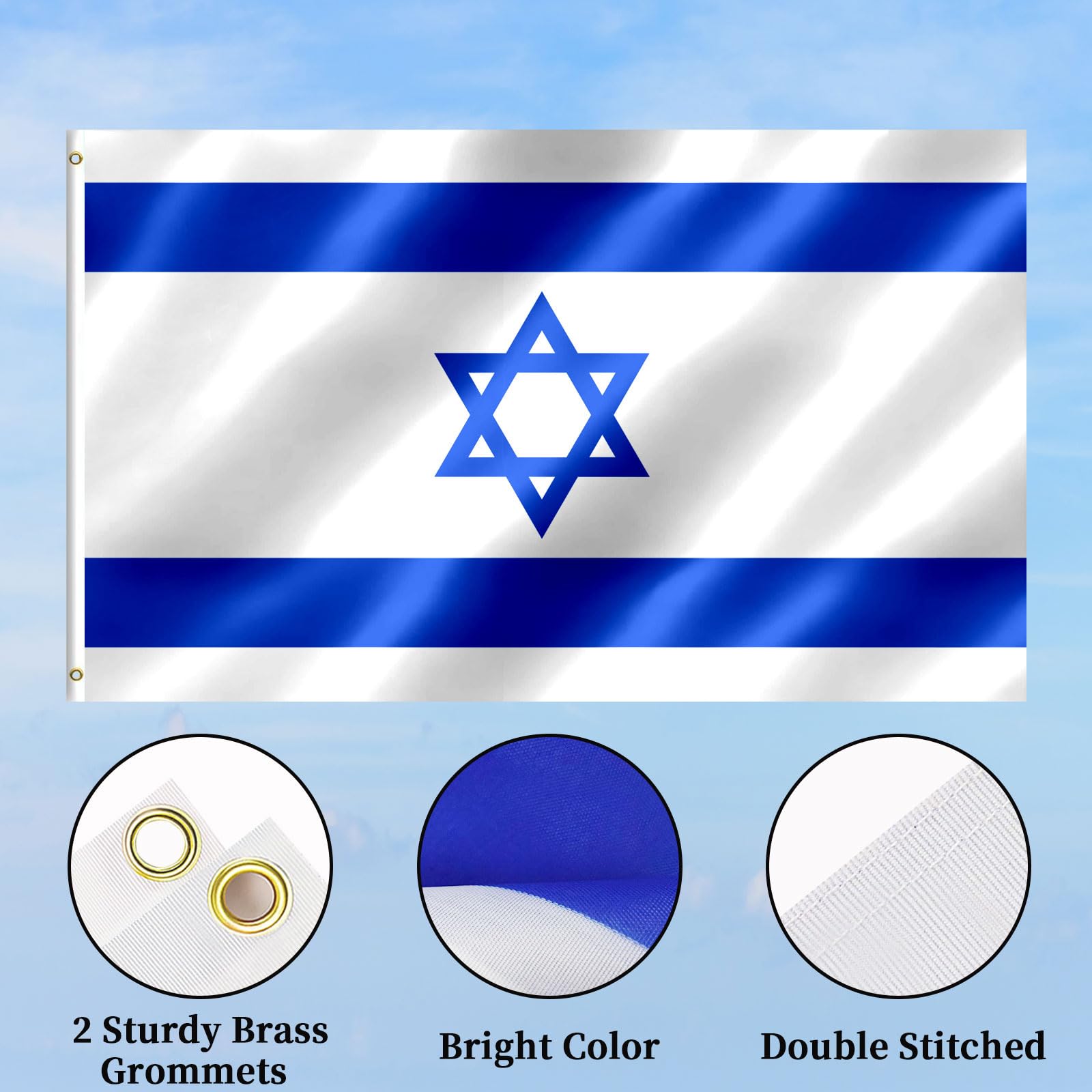 Israeli Flag 3x5 FT Israel Flag With Brass Grommets Fade Proof For Outdoor Decor(Israel) - Image 4
