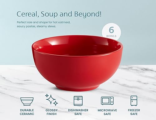 Miniatura 7 de KooK Tazones de sopa, cuenco para cereales, cerámica, cuencos para cocina, apto para microondas, lavavajillas y congelador, platos de porcelana para