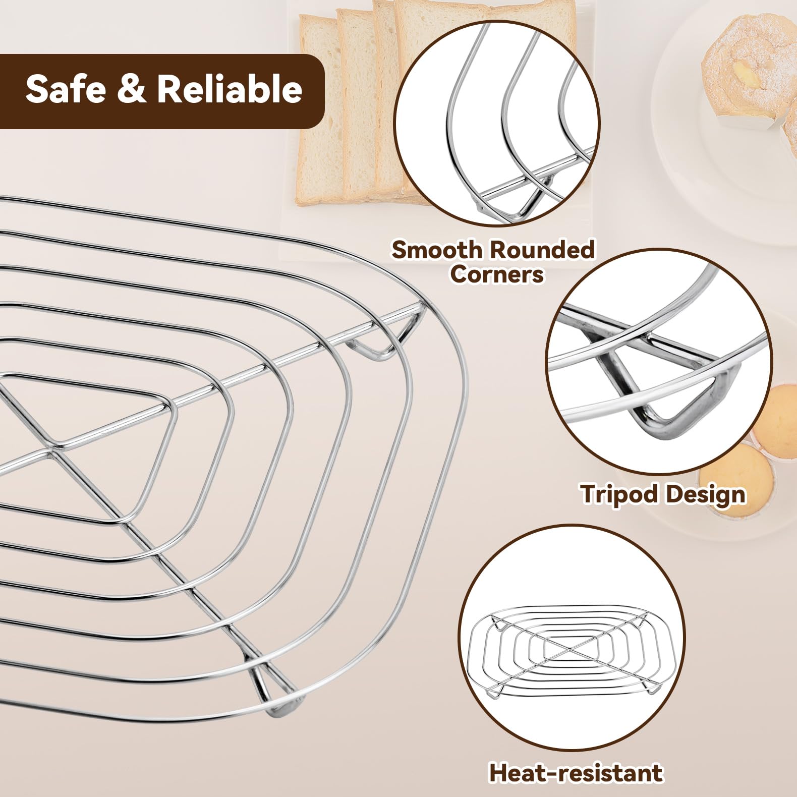 2 Pack Stainless Steel Rack Compatible with Ninja Crispi Pro Air Fryer AS101CY, Ninja Crispi Accessories Metal Rack, Replacement Rack for Ninja Crispy Glass Container, Dishwasher Safe, Heat Resistant