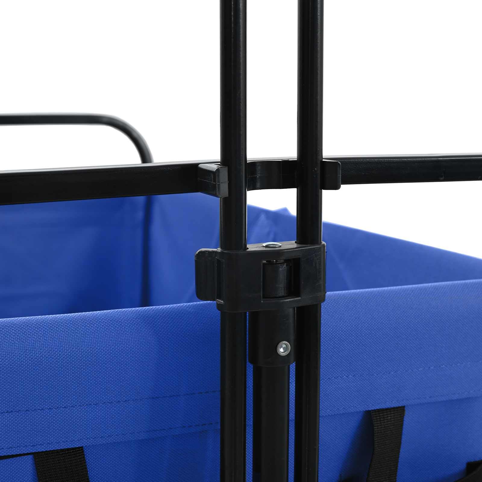 Składany wózek transportowy niebieski, składany wózek ręczny o nośności 200 kg, wózek ogrodowy z uchwytem o regulowanej wysokości i szerokimi kółkami, wózek transportowy do użytku na zewnątrz