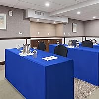 Vista 7 de Nasitos 2 Pack Royal Blue 6ft Table Cloth Fitted-Open Back Folding Table Cover Washable Fabric and Wrinkle Resistant Table Cloth for Trade Show